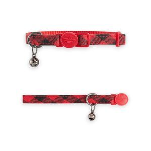Whisker City Easy-Release Cat Kitten Collar‎ Buffalo Plaid Red 6.25-9" Bell